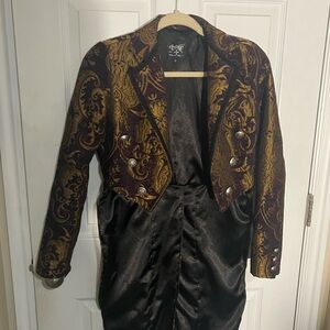 Shrine of Hollywood Harlequin Tailcoat in purple/gold tapestry size small